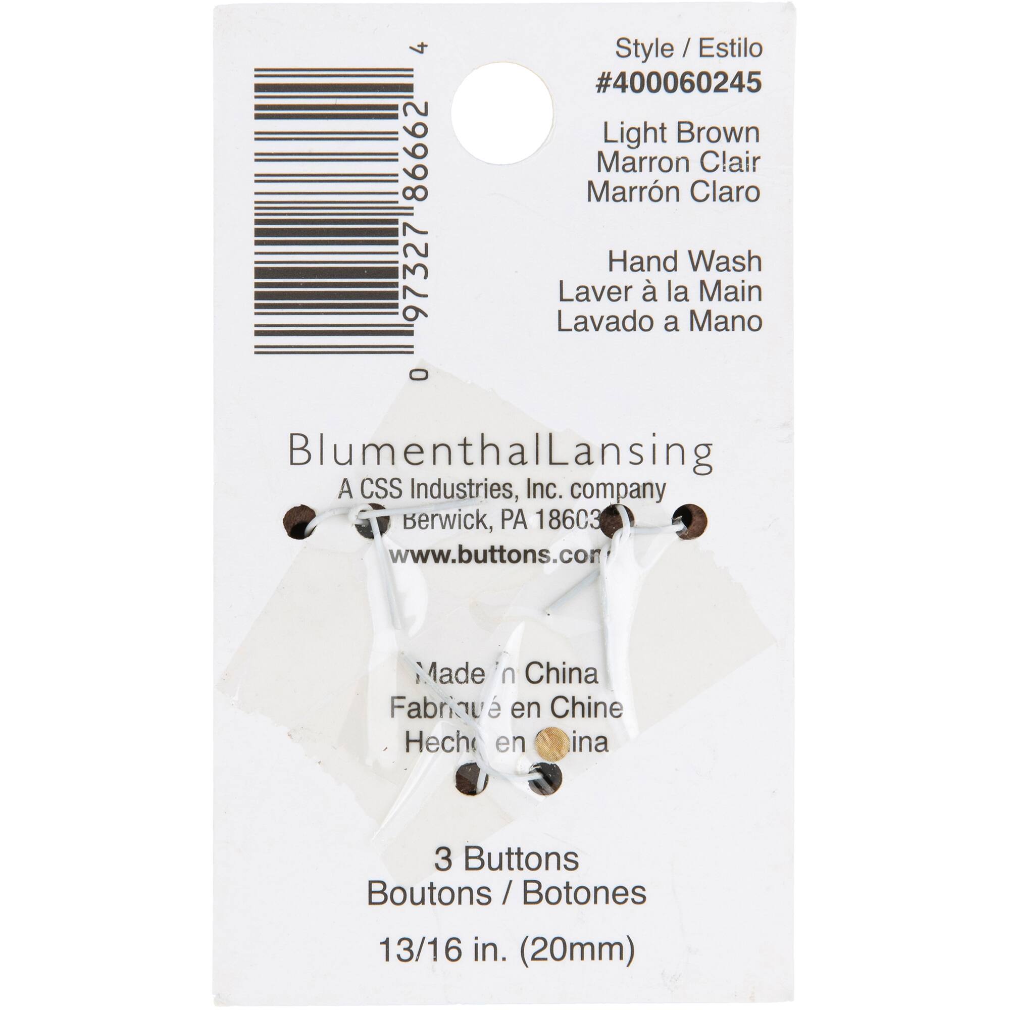 Organic Elements 13/16" Brown Wood Buttons, 3ct.